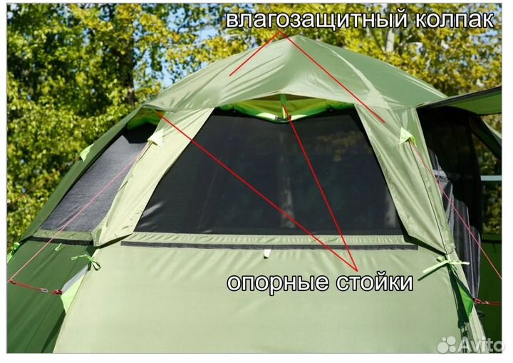 Палатка лотос 5 Мансарда M 2021 Оливковый
