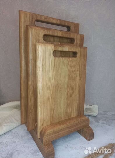 Набор разделочных досок из дуба 3 шт на подставке