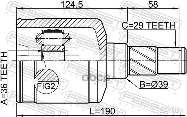 Шрус внутренний L 36x39x29 nissan murano Z50 20