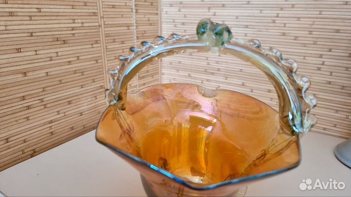 Конфетница цветное стекло СССР