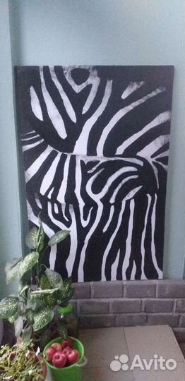 Картина зебра акрил-масло