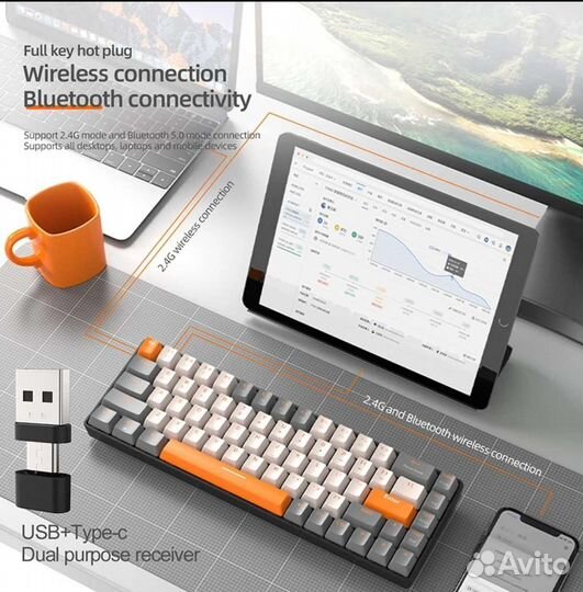 Новая Игровая механическая беспроводная клавиатура