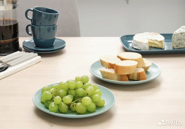 IKEA Fargklar 4 шт набор тарелок 20 см бирюзовые