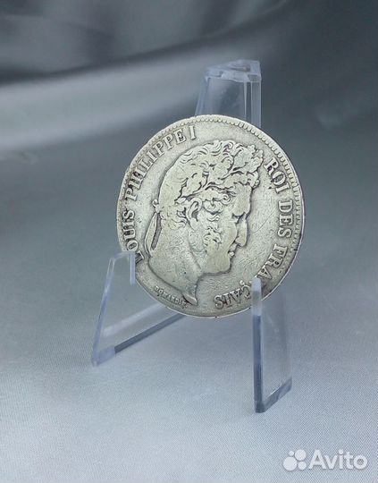 Монета 5 франков,Франция 1839г, серебро 900