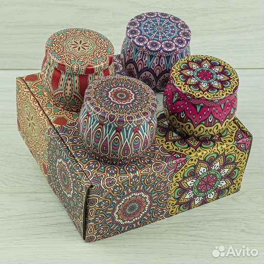 Набор 4 шт сувенирных баночек Этно 100 мл №40