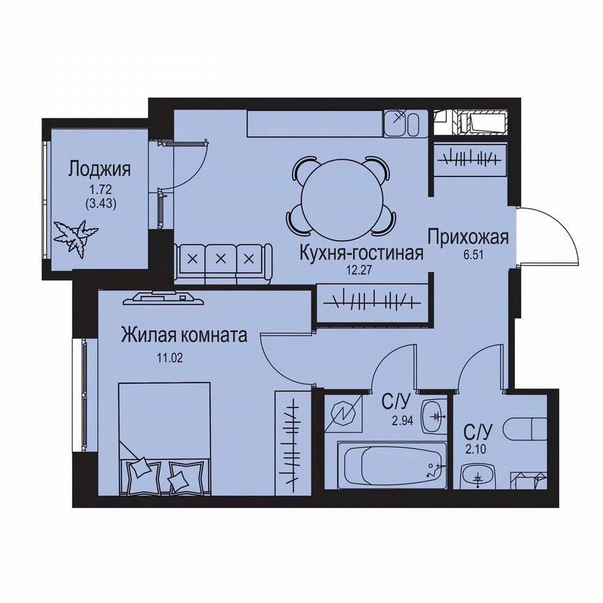 1-к. квартира, 36,6 м², 9/9 эт.