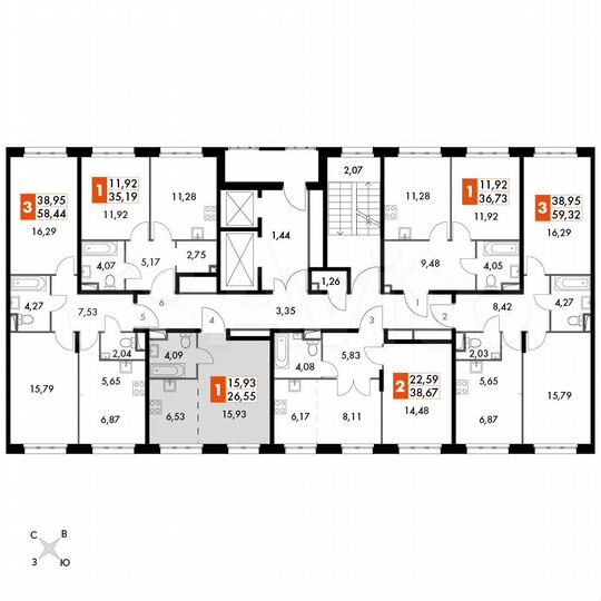1-к. апартаменты, 26,6 м², 8/15 эт.