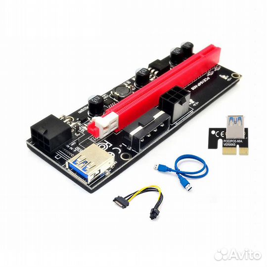 Райзер pci-e ver009s новые молекс, сата, 6pin