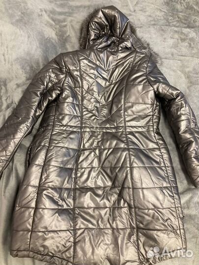 Пуховик зимний длинный женский с мехом