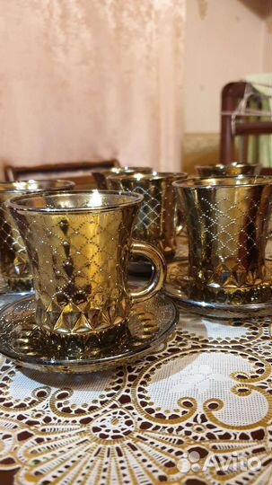 Чайно кофейный сервиз стекло