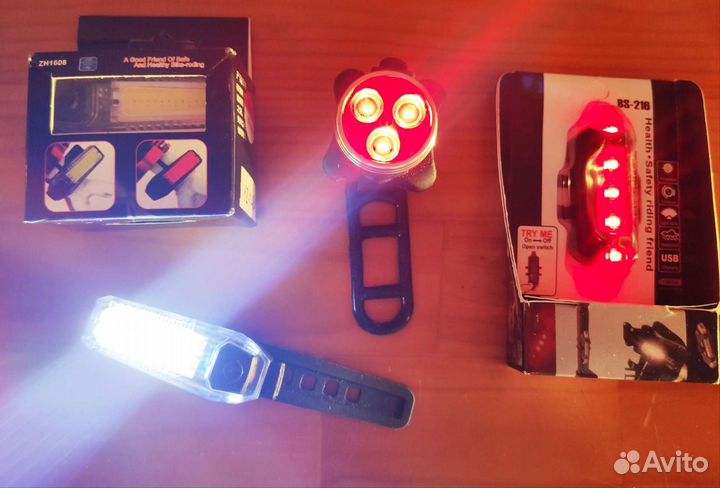 Велосипедные Красные фонари 3 вида + Передние ф