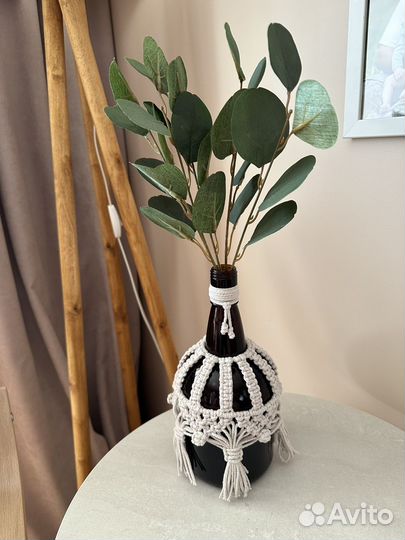 Ваза бутылка макраме ручной работы