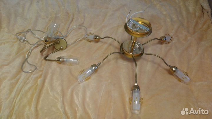Люстра и бра в комплекте с лампами