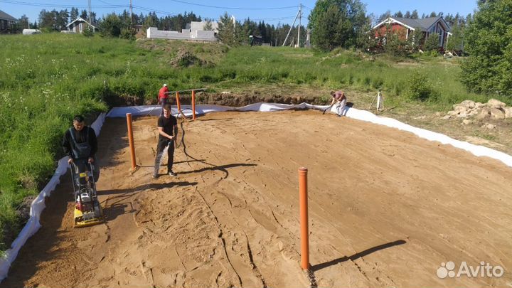 Отсыпка участка, планировка, озеленение