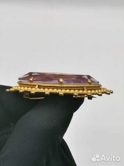 Брошь Сиреневый камень Винтаж Бижутерия СССР