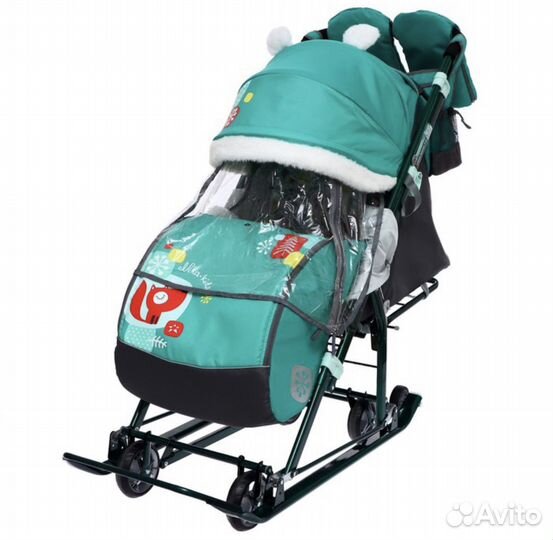 Санки коляска Ника детям 7-6, рисунок с лисичкой