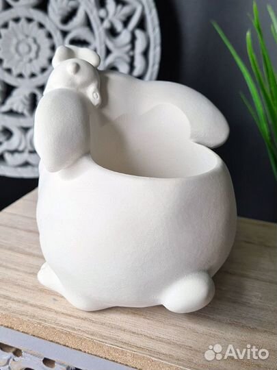 Кашпо статуэтка Зайка сувенир подарок, символ года