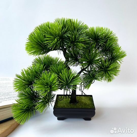 Бонсай искусственный в кашпо, хвойно-еловое дерево