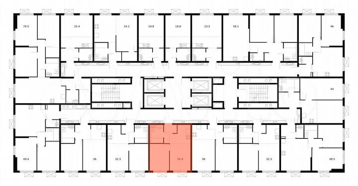 2-к. квартира, 32,4 м², 11/25 эт.