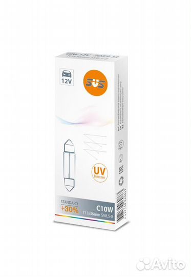 Лампа накаливания сигнальная c10w sv8.5-8 standart