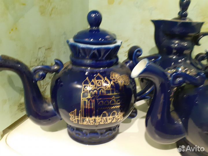 Кувшин,Чайник,синяя посуда Возрождение
