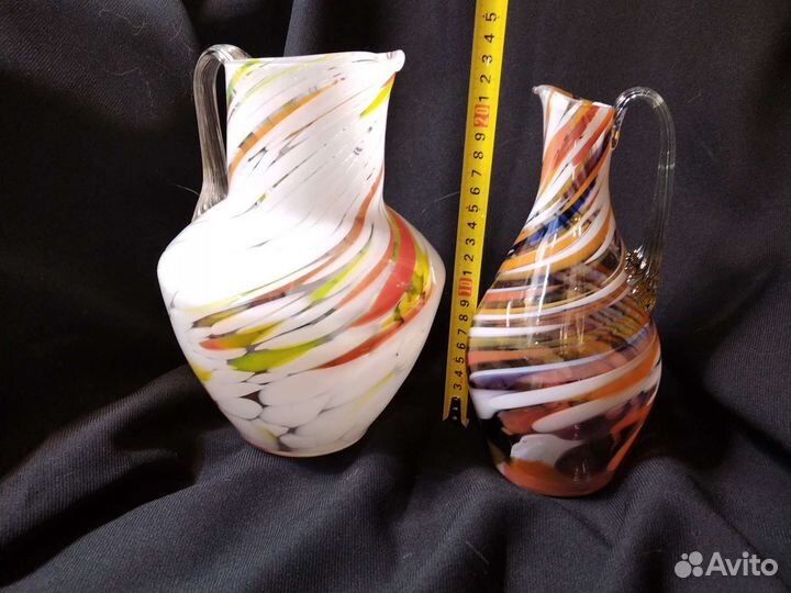 Кувшины цветное стекло 2шт