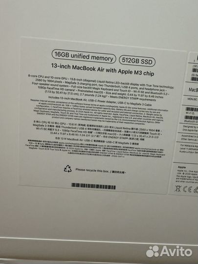 Macbook air m3 512 гб