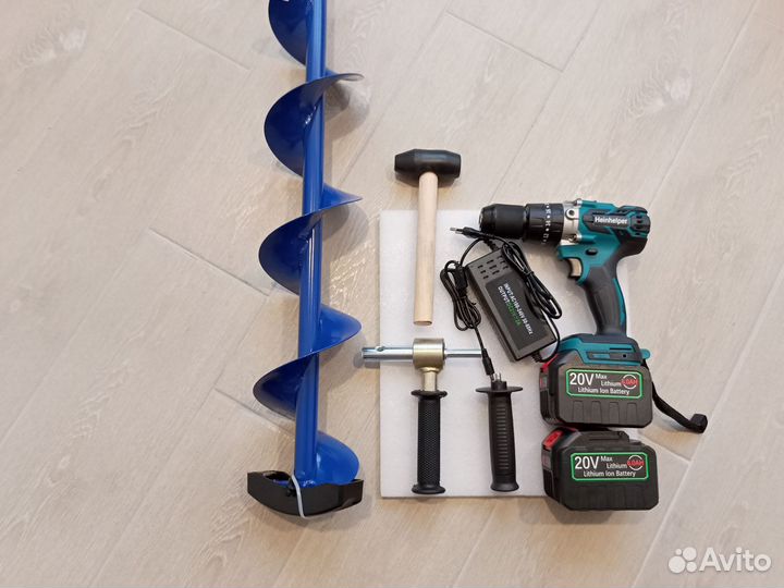 Ледобур шуруповерт Heinhelper 6А+шнек Helios 110мм