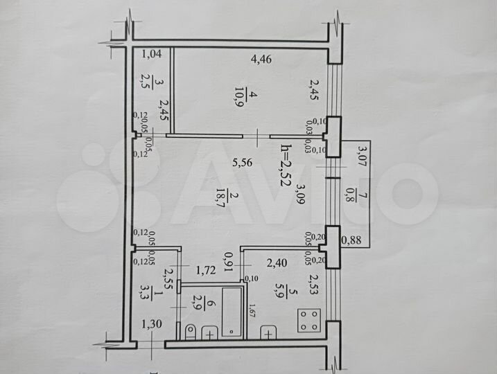 2-к. квартира, 45 м², 5/5 эт.