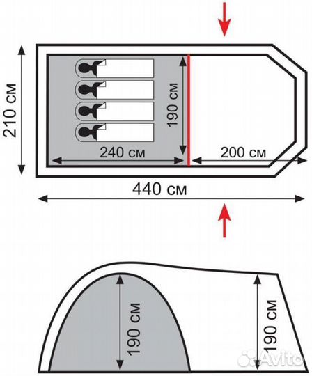 Палатка Totem Catawba 4 (V2) зеленая 