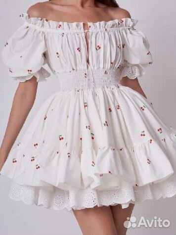 Новое женское платье мини с вишенками (рр 42/44)