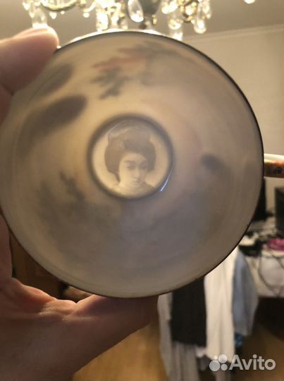 Чашка чайная 40-е г. Япония чайная пара Литофания