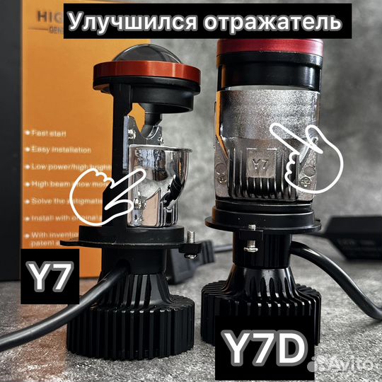 Новые LED лампы, мини линзы H4 Y7D