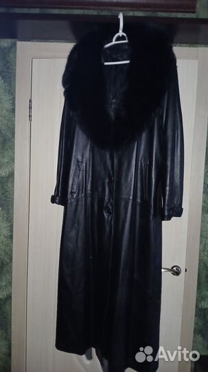 Кожаный плащ женский длинный 50 52 54
