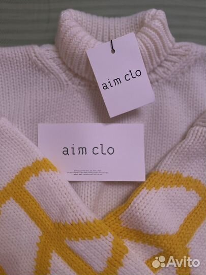 Кроп свитер AIM CLO с интарсией пацифик