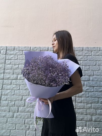 Букет из нежной сиреневой гипсофилы