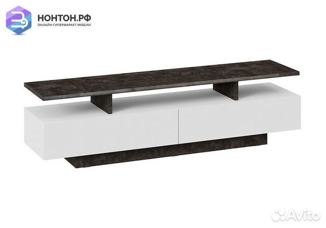 Тумба под тв Монтана тип 1 белый / ателье темный г