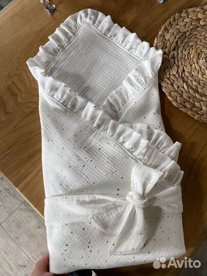 Одеяло плед из муслина на выписку