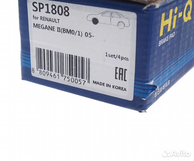 Колодки тормозные renault Megane (03) передние (4ш