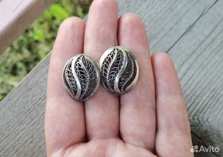 Серьги скань серебро 925 СССР