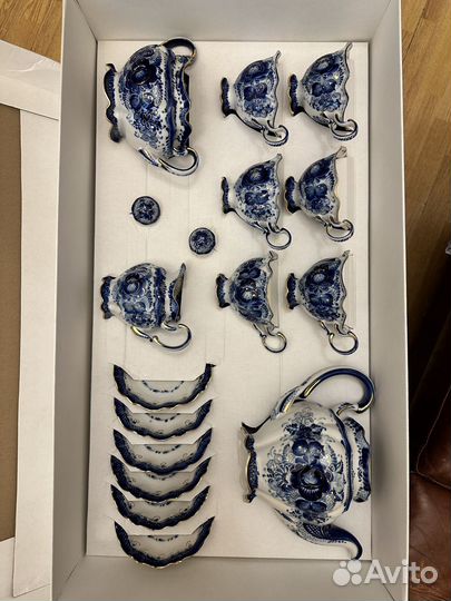 Чайный сервиз Гжель на 6 персон авторский новый