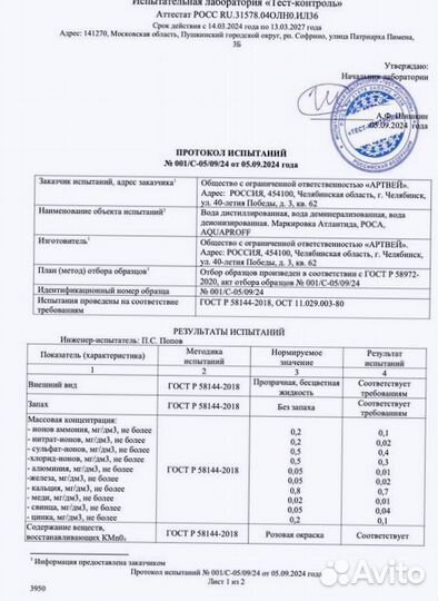 Дистиллированная вода