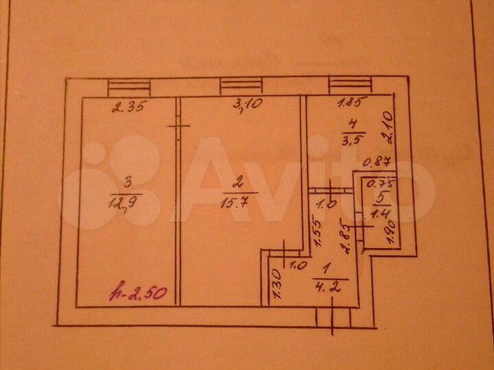 2-к. квартира, 38 м², 1/2 эт.