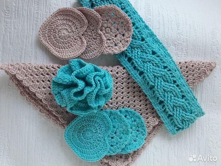 Мочалка и салфетки спа-набор новый