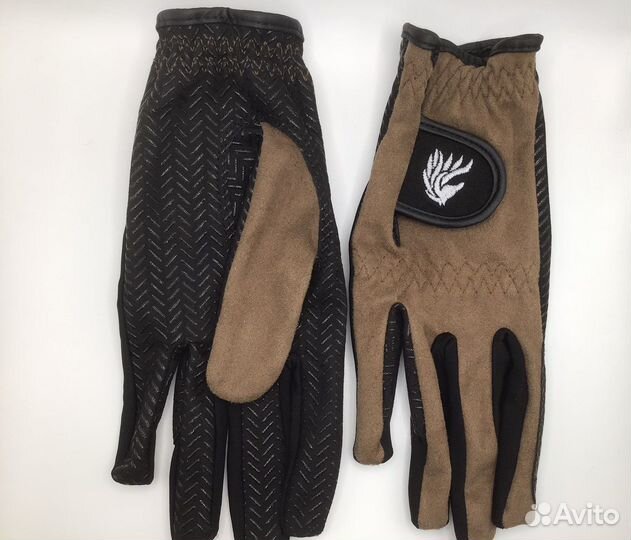 Перчатки для верховой езды корич/черные/белые