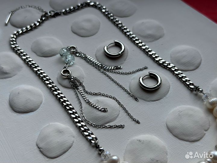 Комплект украшений натуральный жемчуг