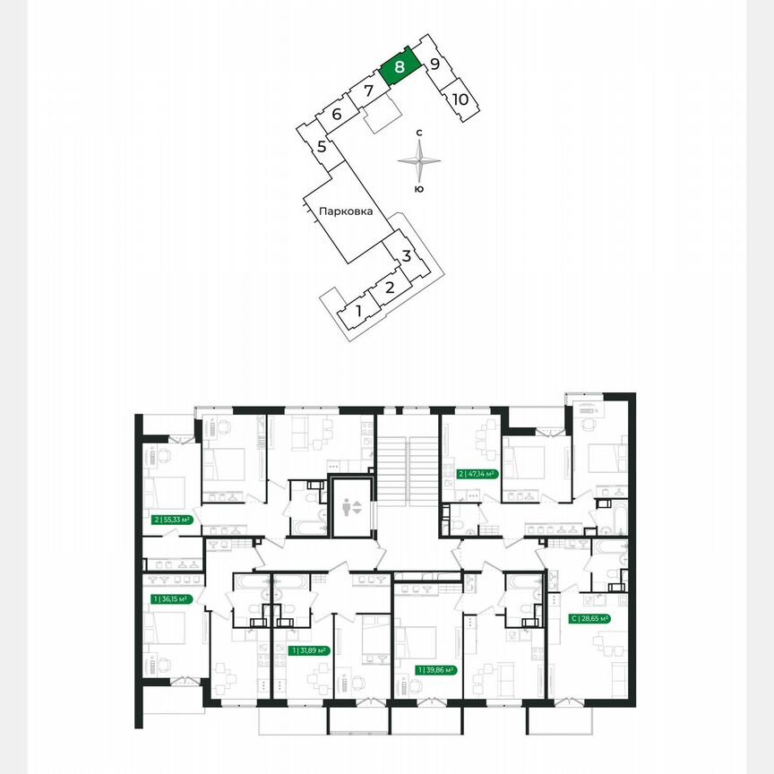 1-к. квартира, 36,2 м², 6/8 эт.