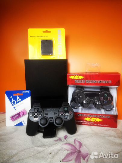 PlayStation 2 Slim Прошитая + 30 игр на флешке