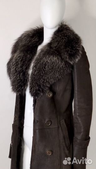 Дубленка с натуральным мехом чернобурки