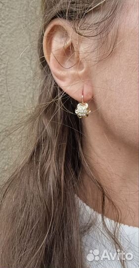 Золотые серьги малинки СССР 583 пробы